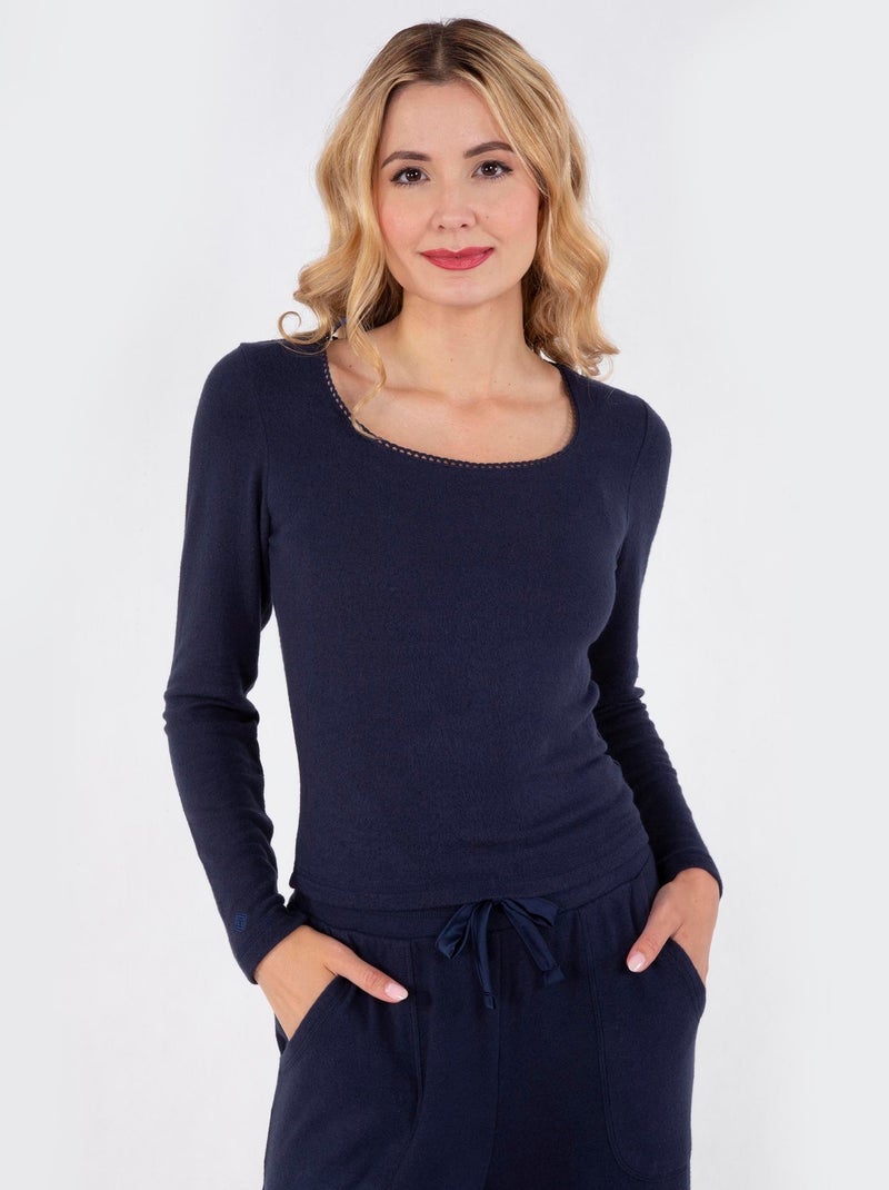 T-shirt homewear ultra doux et ultra confort Bleu marine - Kiabi