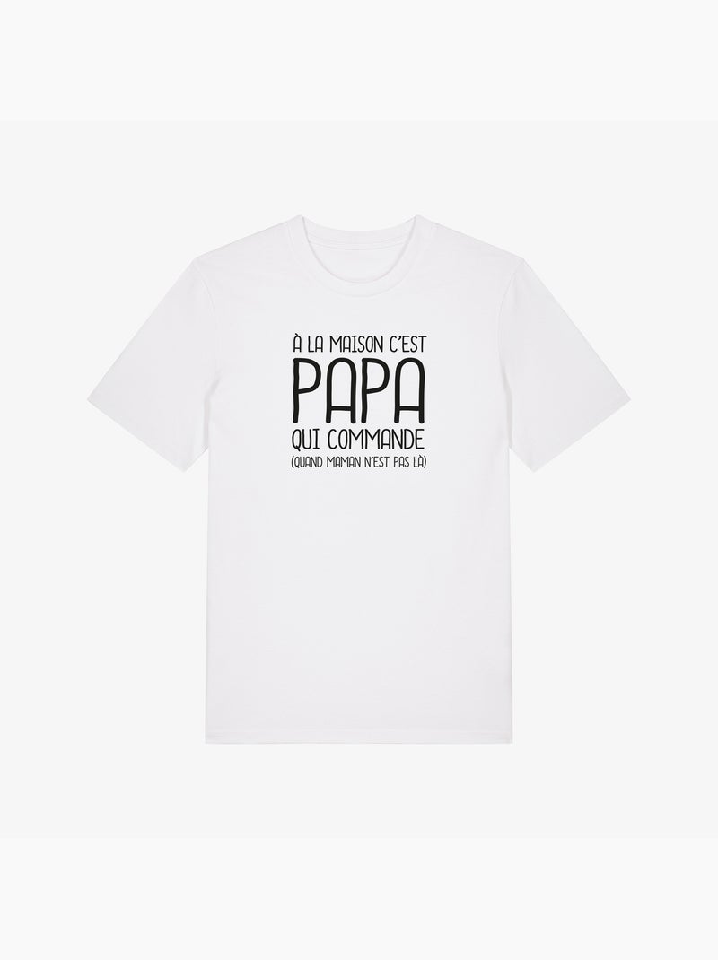 T-shirt Homme - A LA MAISON C'EST PAPA QUI COMMANDE 2 WAF Blanc - Kiabi