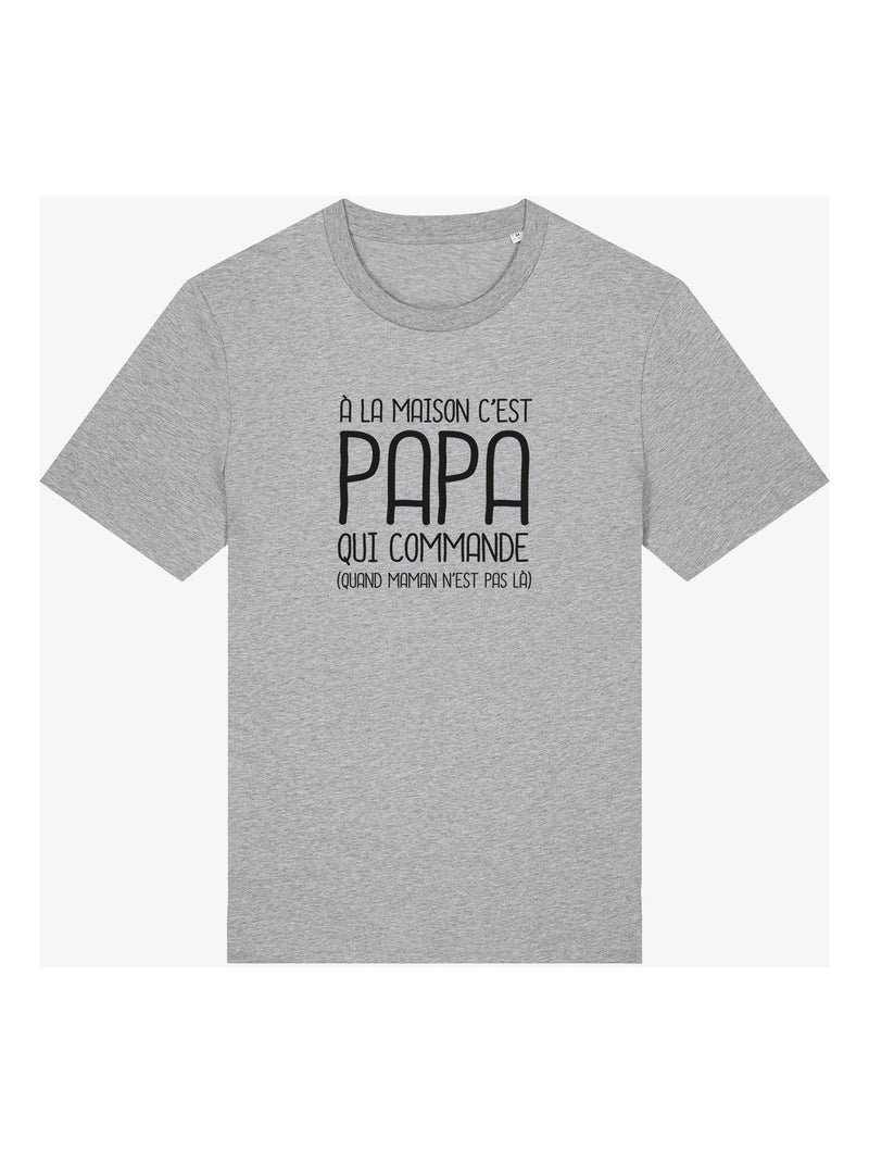 T-shirt Homme - A LA MAISON C'EST PAPA QUI COMMANDE 2 WAF Gris chiné - Kiabi