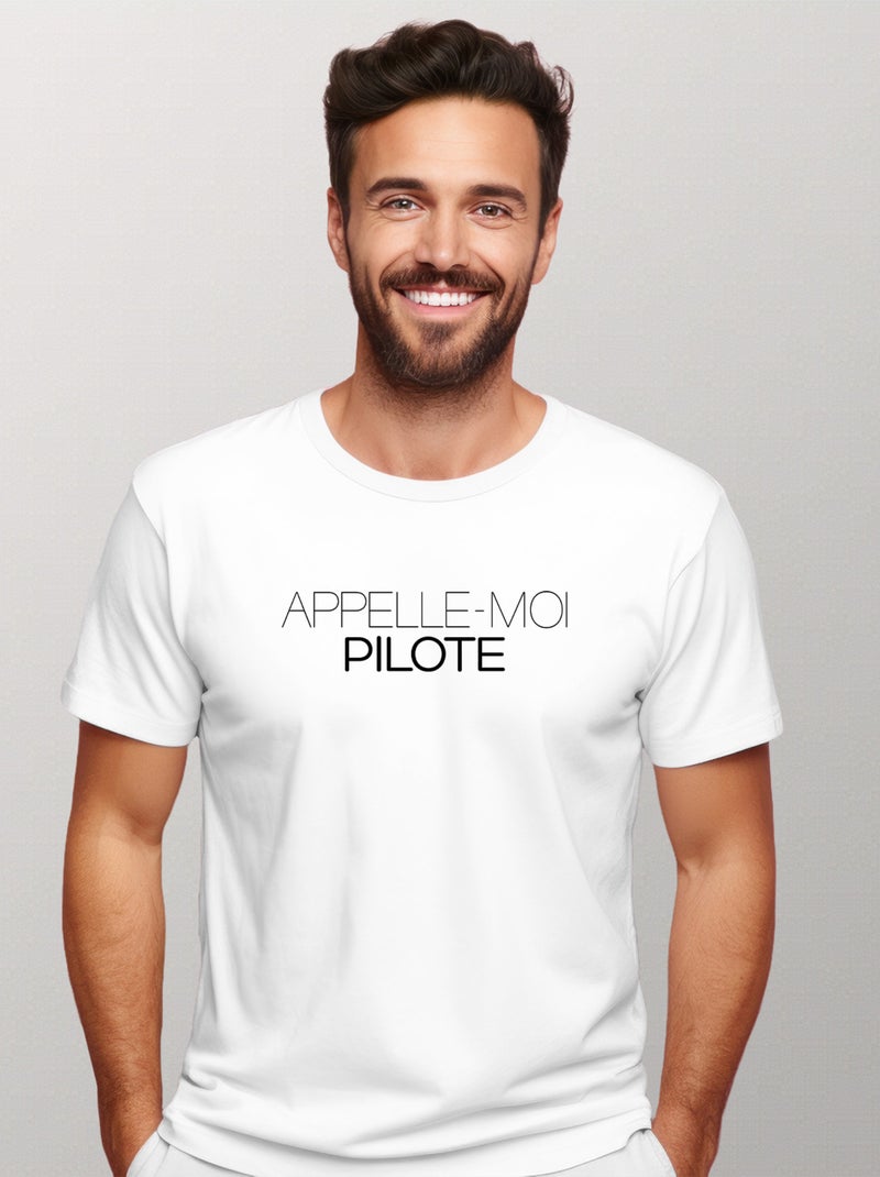 T-shirt Homme - APPELLE-MOI PILOTE Blanc - Kiabi
