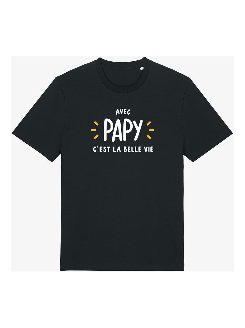 T-shirt Homme - AVEC PAPY C'EST LA BELLE VIE Noir - Kiabi