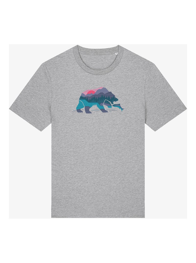 T-shirt Homme - BEAR COUNTRY Gris chiné - Kiabi
