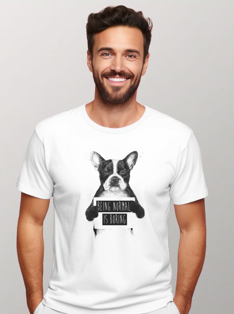 T-shirt Homme - BEING NORMAL IS BORING Blanc - Kiabi