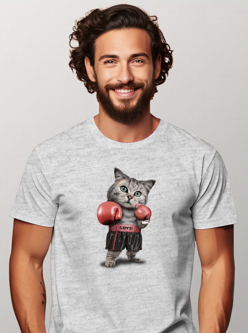 T-shirt Homme - BOXING CAT Gris chiné - Kiabi