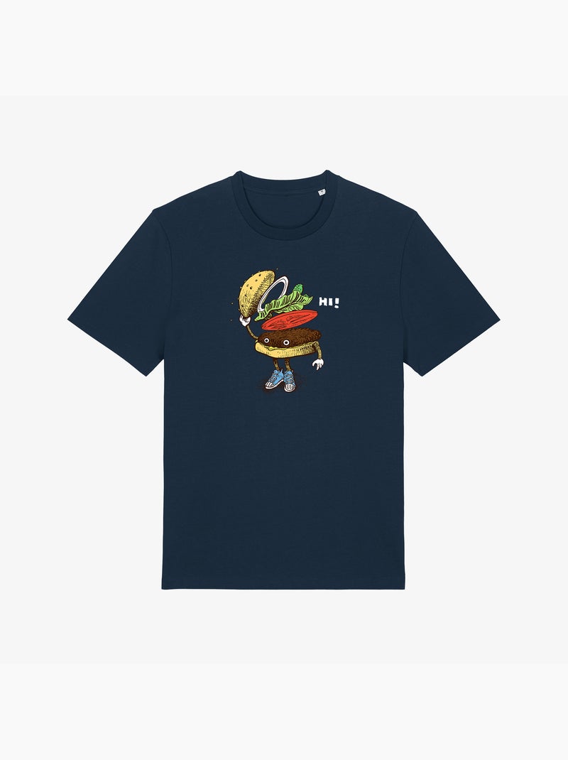 T-shirt Homme - BURGER GREETING Bleu marine - Kiabi