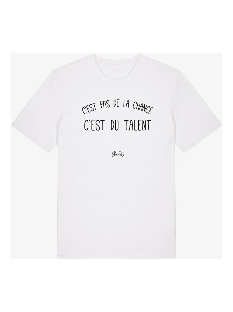 T-shirt Homme - C'EST PAS DE LA CHANCE C'EST DU TALENT Blanc - Kiabi