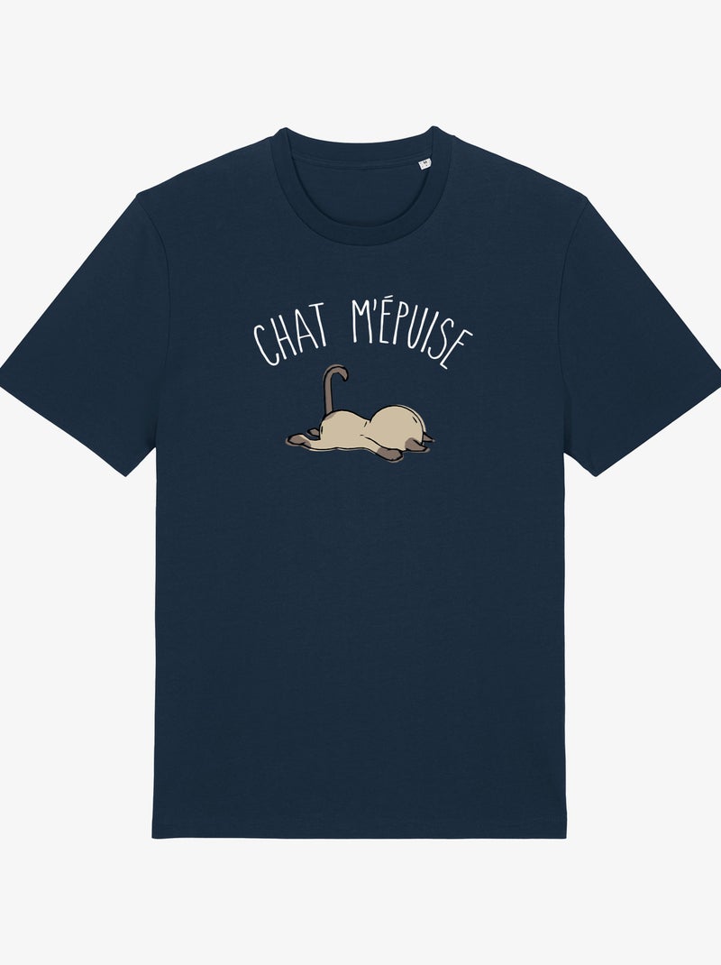 T-shirt Homme - CHAT M'EPUISE Bleu marine - Kiabi