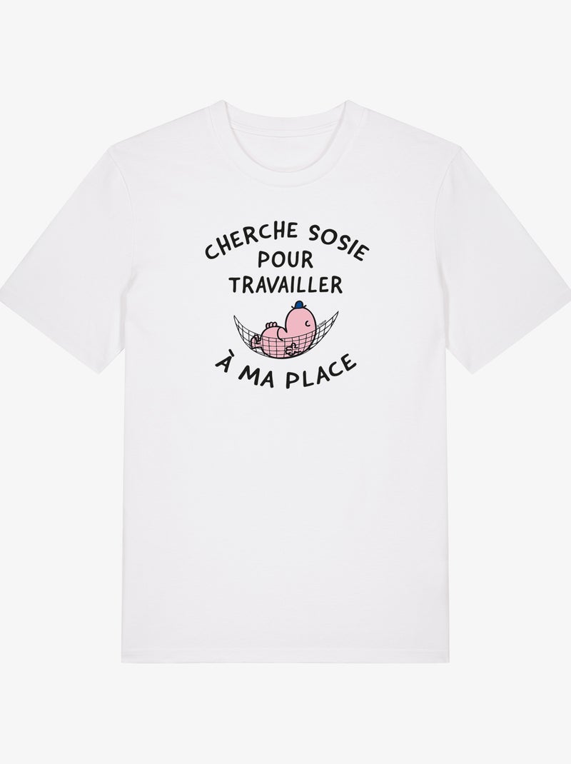 T-shirt Homme - CHERCHE SOSIE POUR TRAVAILLER A MA PLACE Blanc - Kiabi