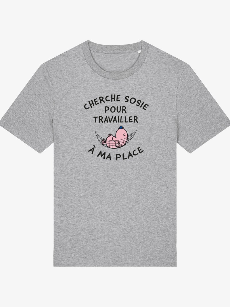 T-shirt Homme - CHERCHE SOSIE POUR TRAVAILLER A MA PLACE Gris chiné - Kiabi