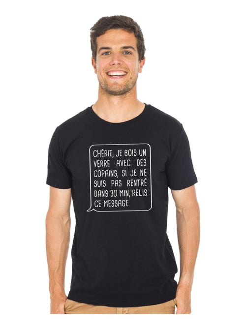 T-shirt Homme - CHÉRIE, JE BOIS UN VERRE AVEC DES COPAINS - Kiabi
