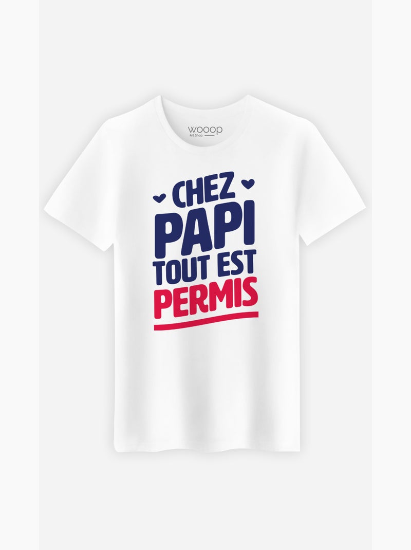 T-shirt Homme - CHEZ PAPI TOUT EST PERMIS Blanc - Kiabi