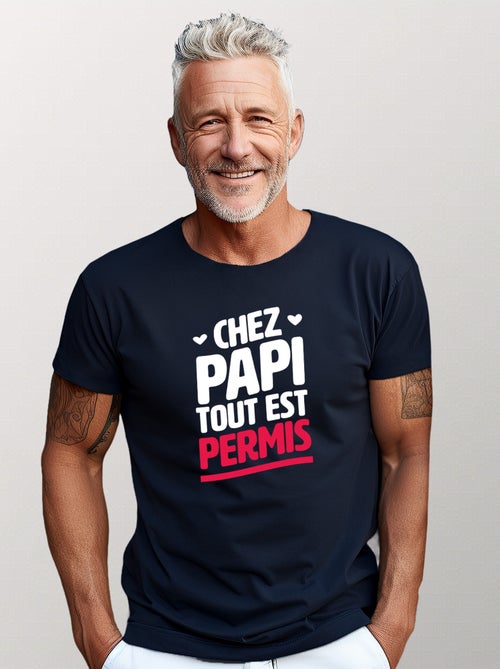 T-shirt Homme - CHEZ PAPI TOUT EST PERMIS - Kiabi