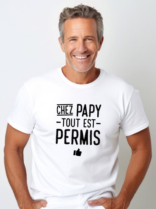 T-shirt Homme - CHEZ PAPY TOUT EST PERMIS - Kiabi