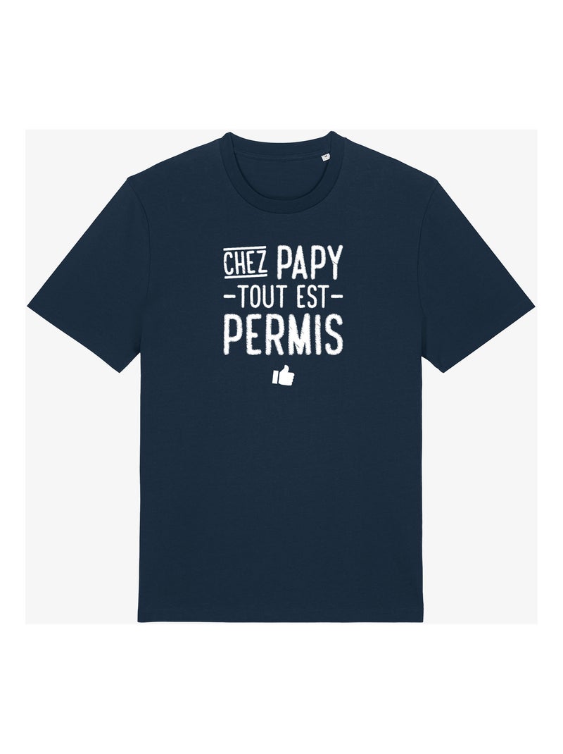 T-shirt Homme - CHEZ PAPY TOUT EST PERMIS Bleu marine - Kiabi