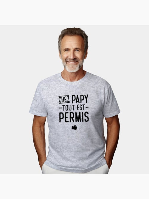 T-shirt Homme - CHEZ PAPY TOUT EST PERMIS - Kiabi