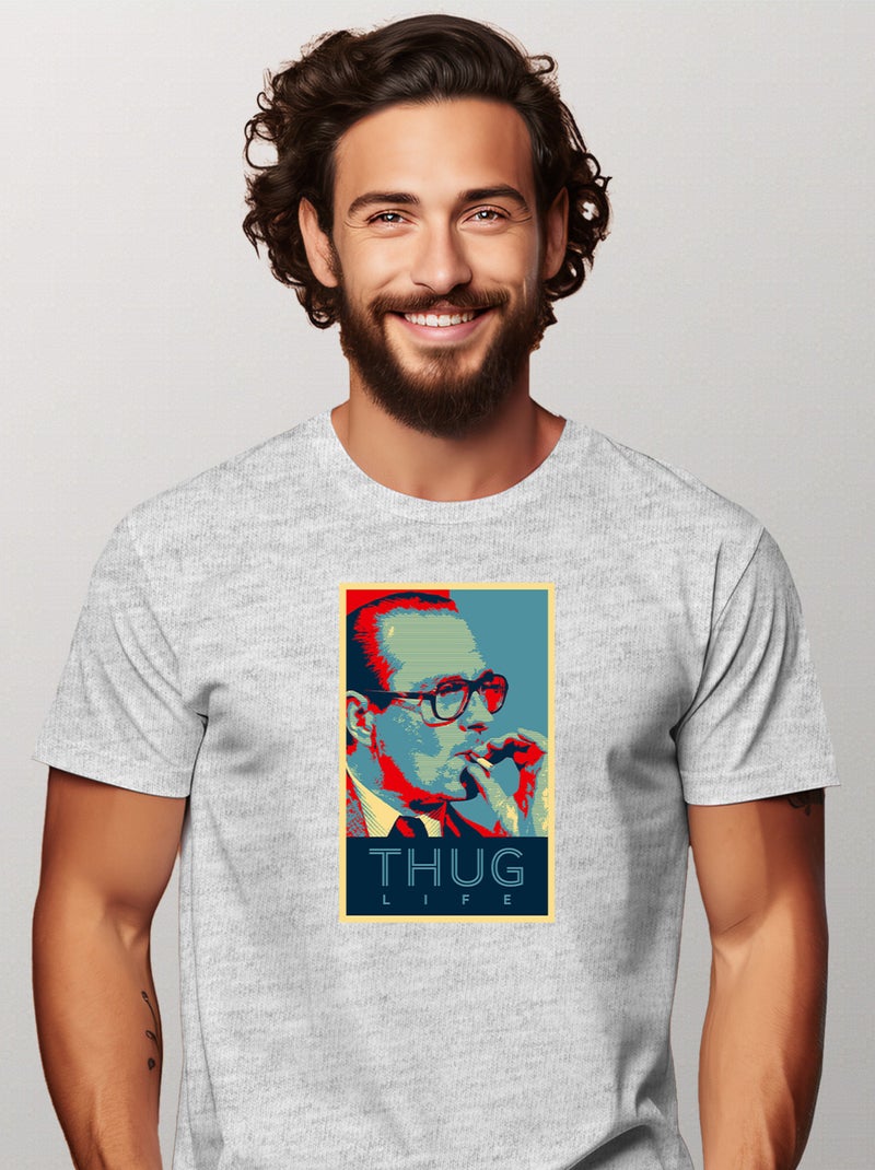 T-shirt Homme - CHIRAC THUG LIFE Gris chiné - Kiabi
