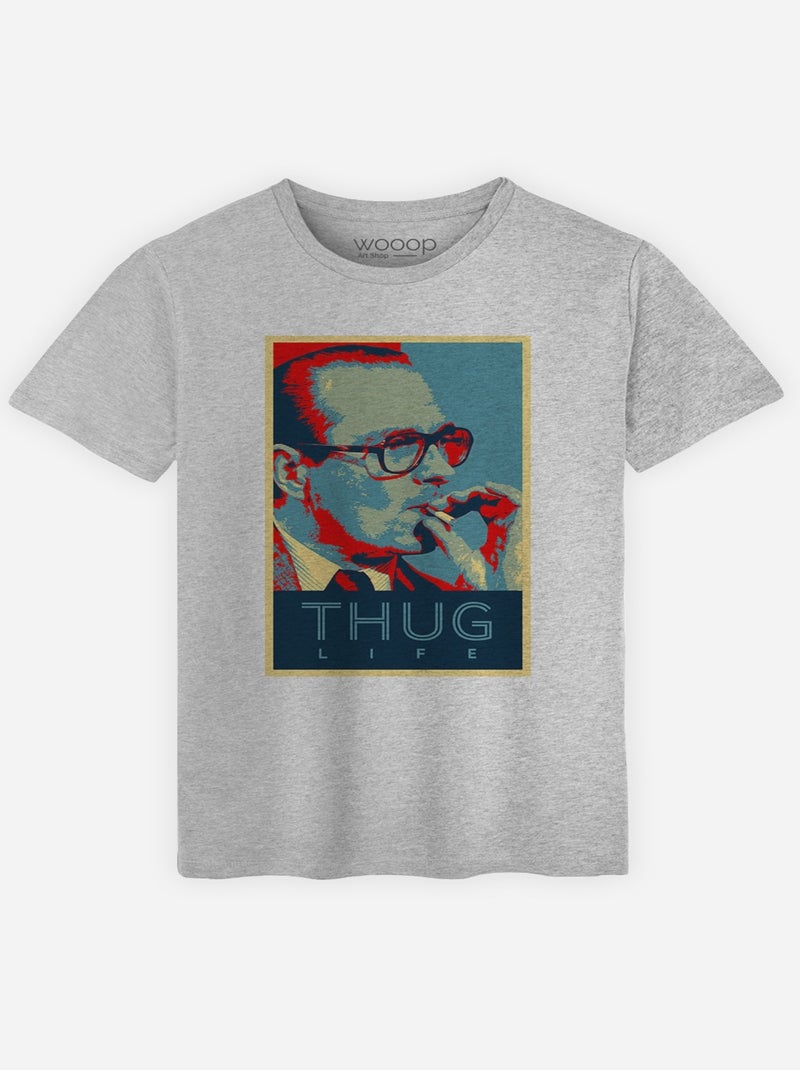 T-shirt Homme - CHIRAC THUG LIFE Gris chiné - Kiabi