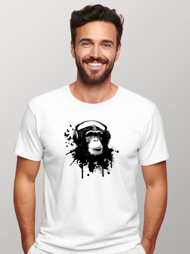 T-shirt Homme - CREATIVE MONKEY Blanc - Kiabi