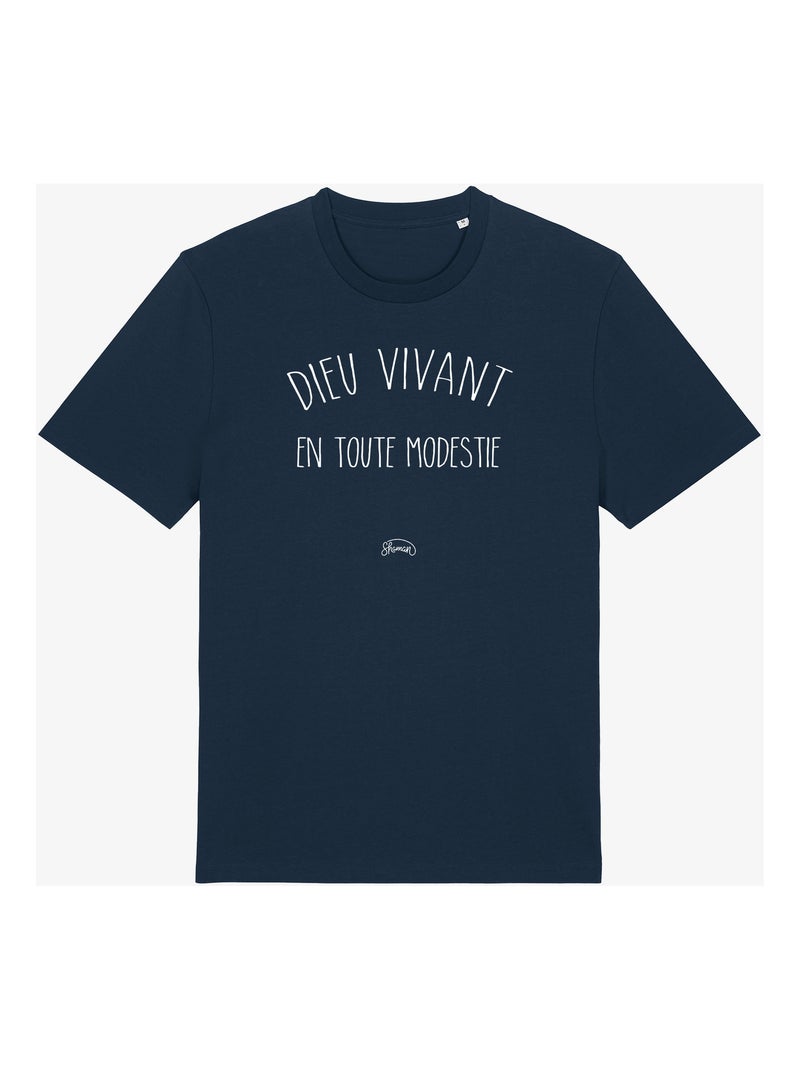 T-shirt Homme - DIEU VIVANT EN TOUTE MODESTIE Bleu marine - Kiabi