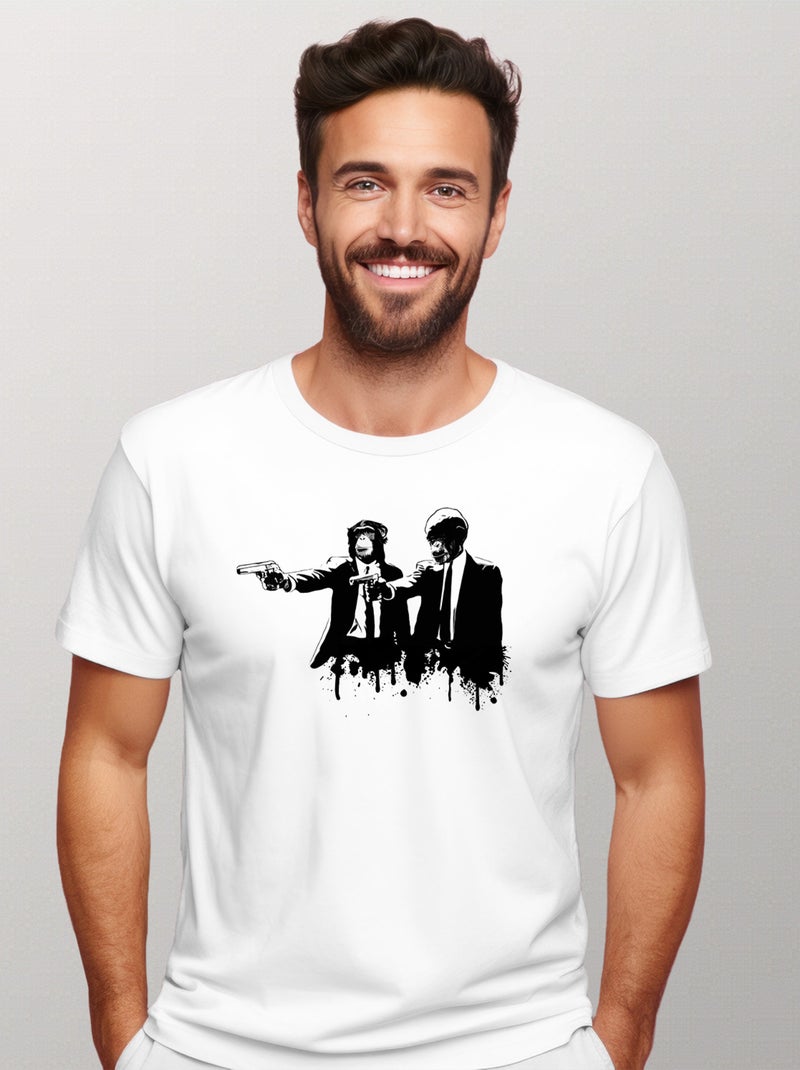 T-shirt Homme - DIVINE MONKEY INTERVENTION Blanc - Kiabi