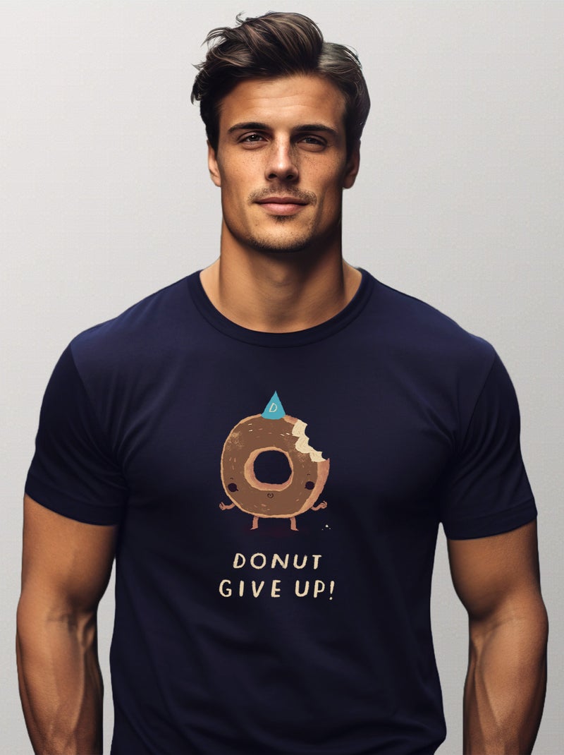 T-shirt Homme - DONUT GIVE UP Bleu marine - Kiabi
