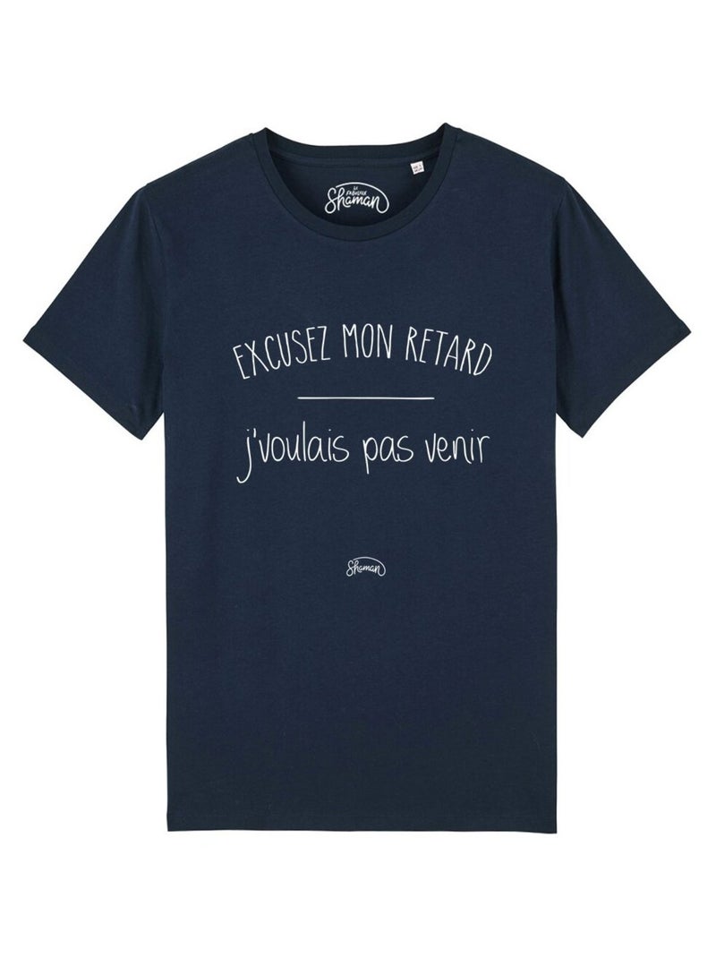 T-shirt Homme - EXCUSEZ MON RETARD J'VOULAIS PAS VENIR Bleu marine - Kiabi