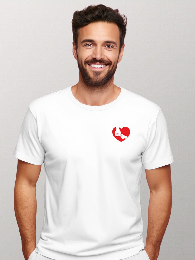 T-shirt Homme - FAMILLE CŒUR Blanc - Kiabi