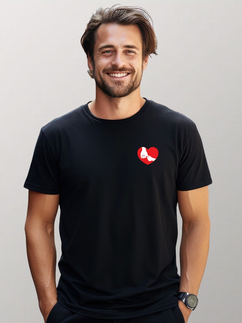 T-shirt Homme - FAMILLE CŒUR Noir - Kiabi