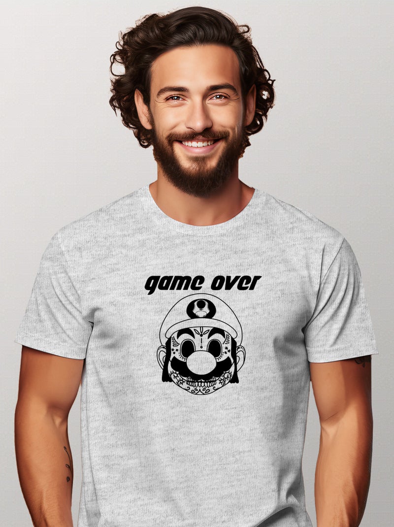 T-shirt Homme - GAME OVER MARIO Gris chiné - Kiabi