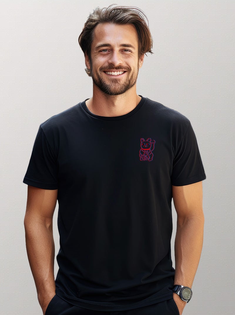 T-shirt Homme - GLITCH CAT Noir - Kiabi