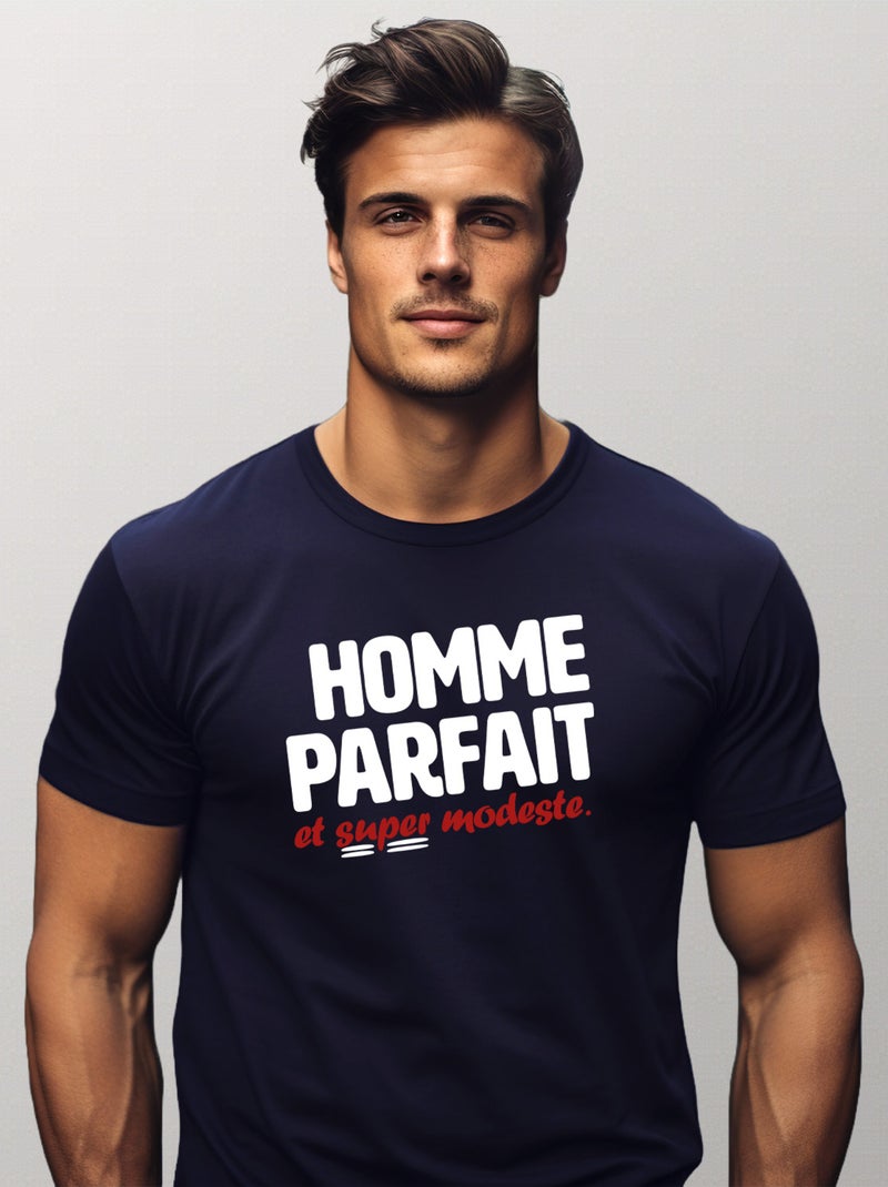 T-shirt Homme - HOMME PARFAIT ET SUPER MODESTE Bleu marine - Kiabi