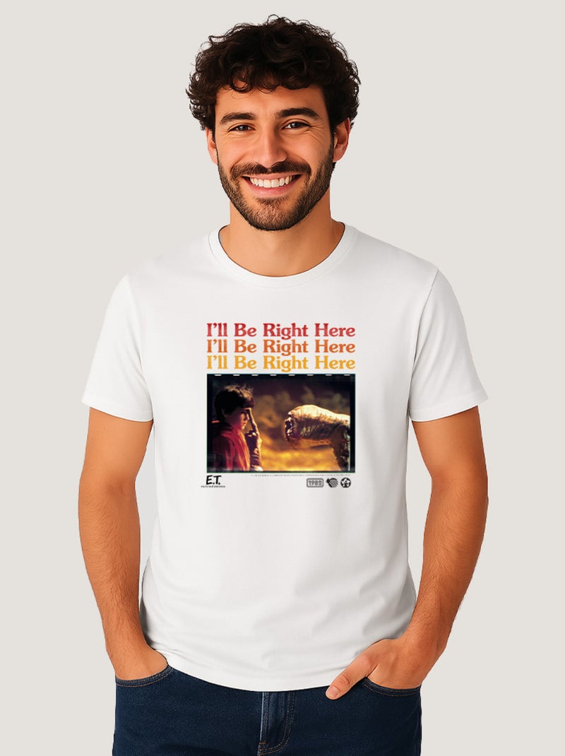 T-shirt Homme - I LL BE RIGHT HERE E.T Blanc - Kiabi