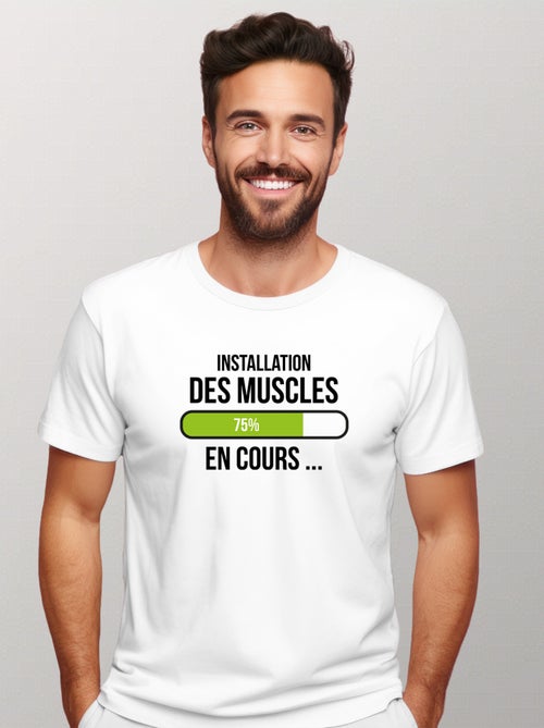 T-shirt Homme - INSTALLATION DES MUSCLES EN COURS - Kiabi