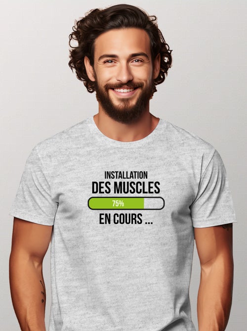 T-shirt Homme - INSTALLATION DES MUSCLES EN COURS - Kiabi