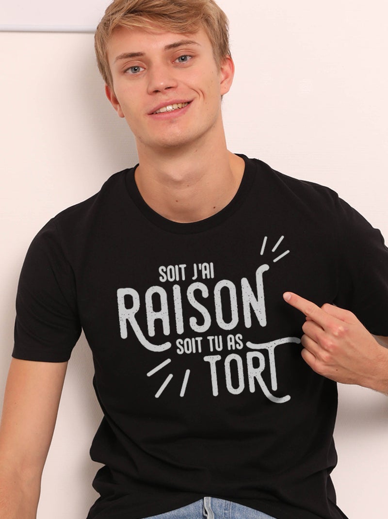 T-shirt Homme - J'AI RAISON TU AS TORT Noir - Kiabi