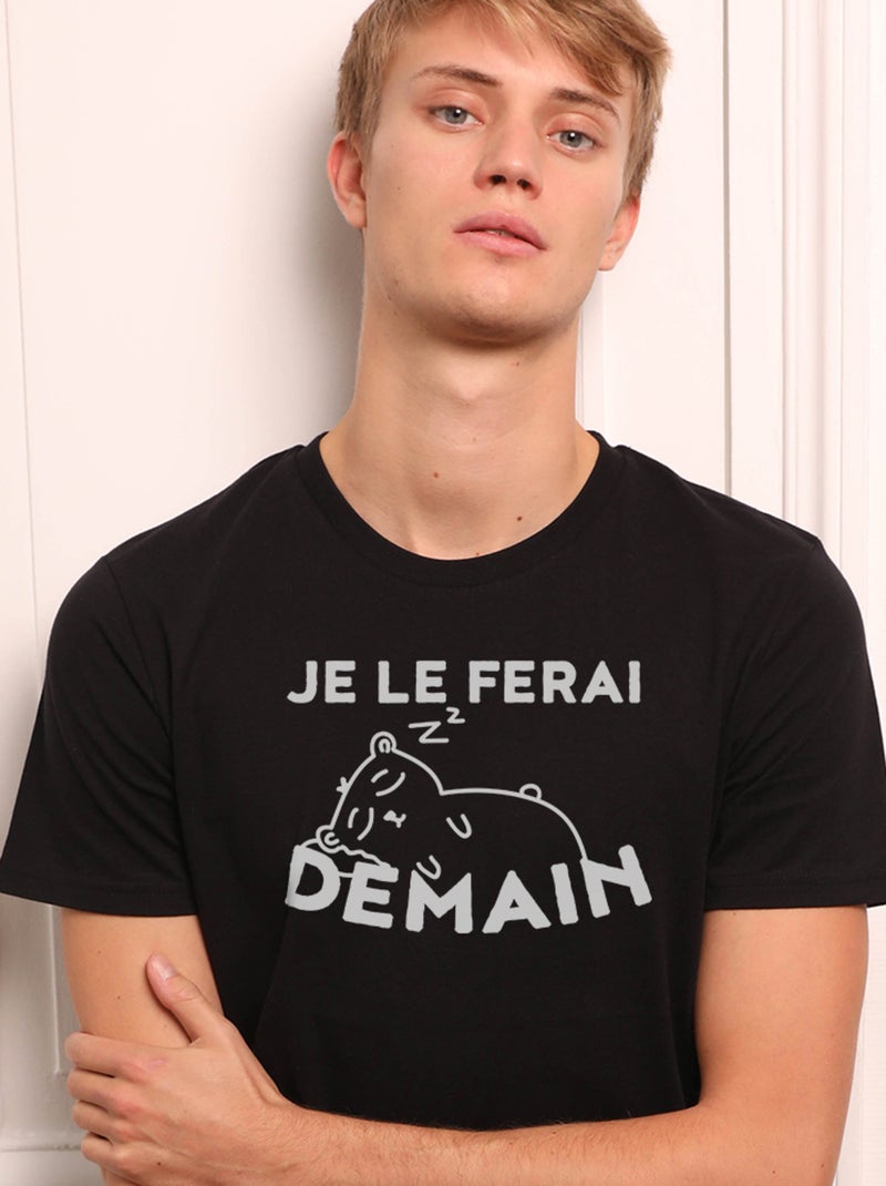 T-shirt Homme - JE LE FERAI DEMAIN Noir - Kiabi