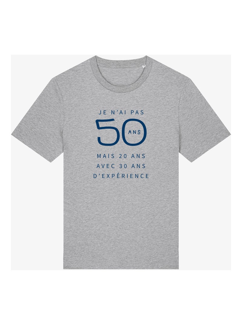 T-shirt Homme - JE N'AI PAS 50 ANS MAIS 20 ANS AVEC 30 ANS D'EXPERIENCE WAF Gris chiné - Kiabi
