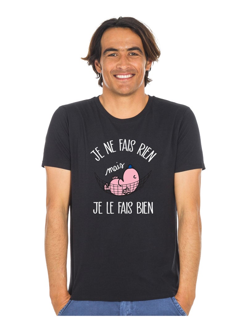 T-shirt Homme - JE NE FAIS RIEN MAIS JE LE FAIS BIEN Noir - Kiabi