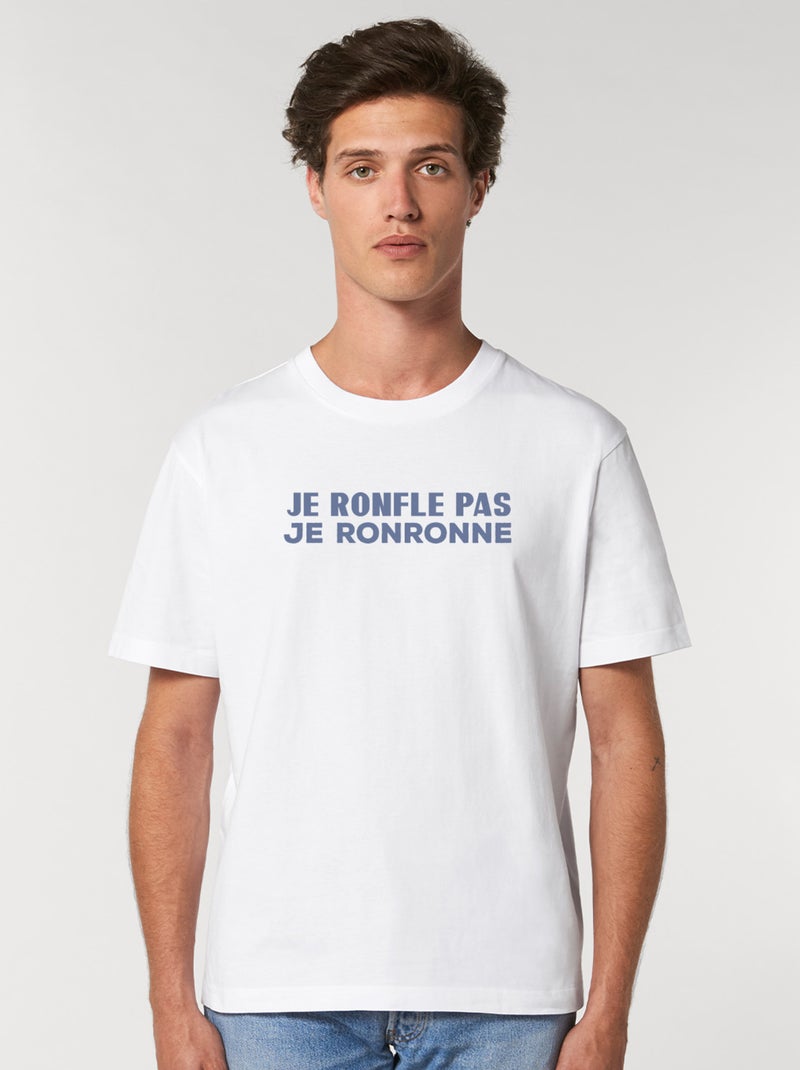T-shirt Homme - JE NE RONFLE PAS JE RONRONNE Blanc - Kiabi