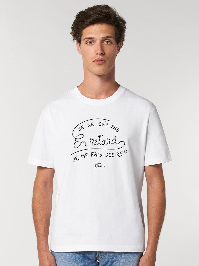 T-shirt Homme - JE NE SUIS PAS EN RETARD, JE ME FAIS DESIRER Blanc - Kiabi