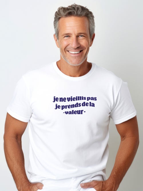 T-shirt Homme - JE NE VIEILLIS PAS JE PRENDS DE LA VALEUR BLEU - Kiabi