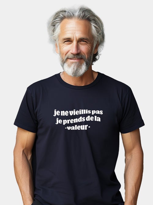 T-shirt Homme - JE NE VIEILLIS PAS JE PRENDS DE LA VALEUR BLEU - Kiabi