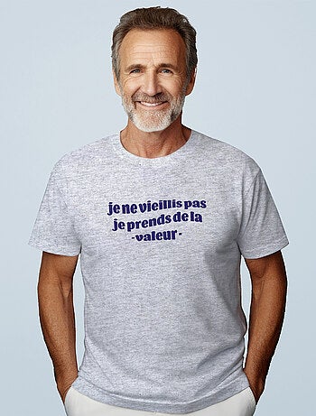 T-shirt Homme - JE NE VIEILLIS PAS JE PRENDS DE LA VALEUR BLEU