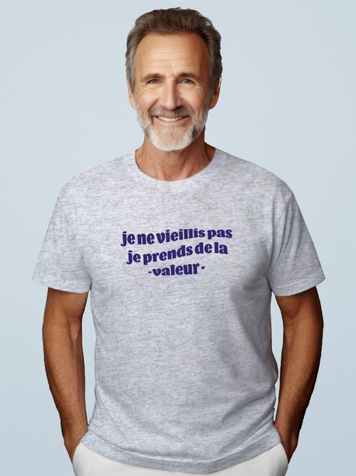 T-shirt Homme - JE NE VIEILLIS PAS JE PRENDS DE LA VALEUR BLEU - Kiabi