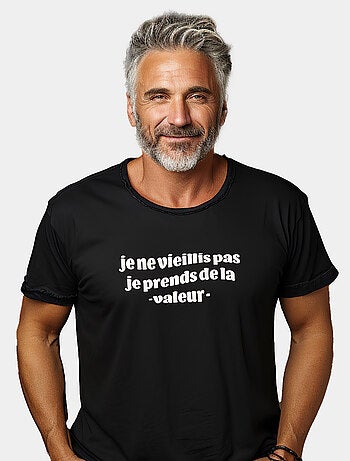 T-shirt Homme - JE NE VIEILLIS PAS JE PRENDS DE LA VALEUR BLEU