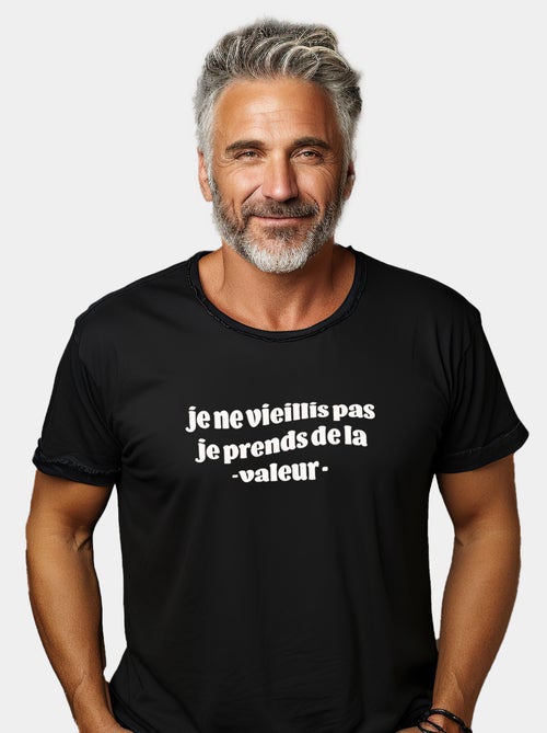 T-shirt Homme - JE NE VIEILLIS PAS JE PRENDS DE LA VALEUR BLEU - Kiabi