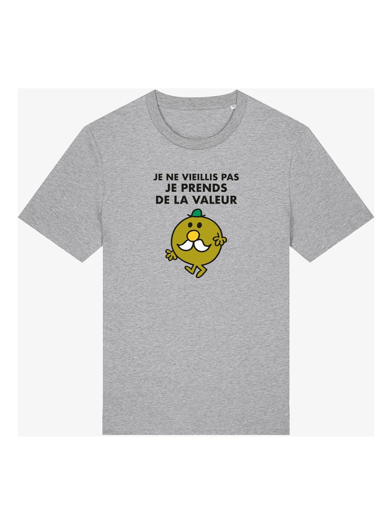 T-shirt Homme - JE NE VIEILLIS PAS JE PRENDS DE LA VALEUR Gris chiné - Kiabi