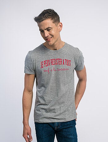 T-shirt homme - je peux resister à tout sauf à la tentation