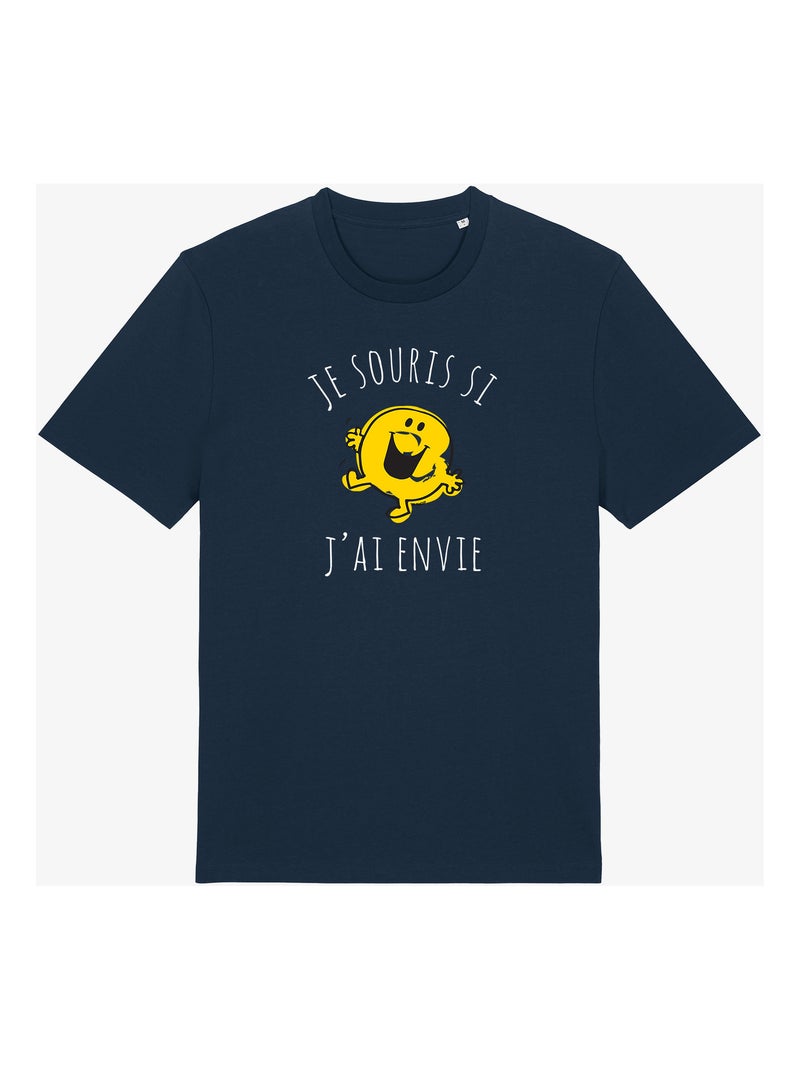 T-shirt Homme - JE SOURIS SI J'AI ENVIE Bleu marine - Kiabi