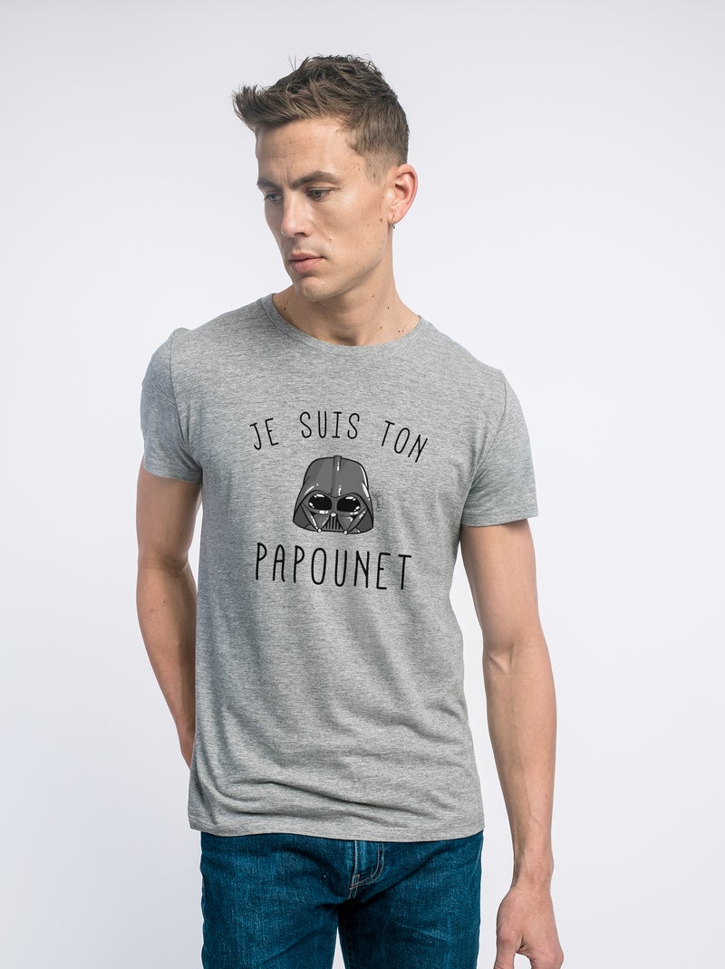 T-shirt Homme - JE SUIS TON PAPOUNET Gris chiné - Kiabi